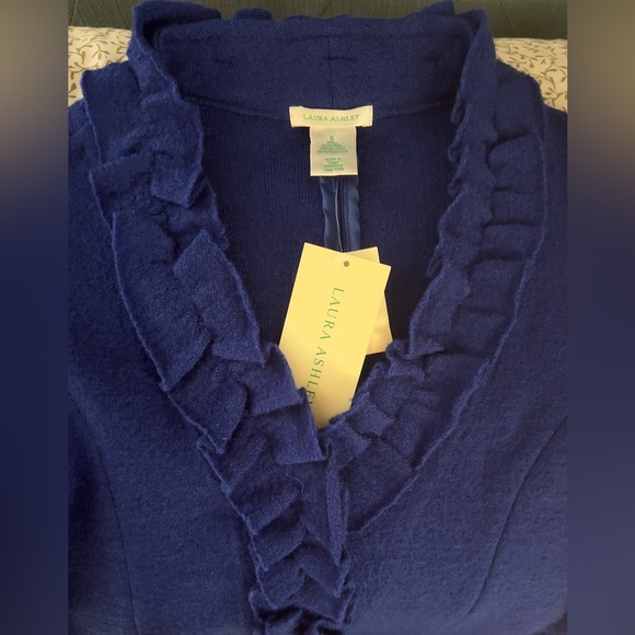 NWT Laura Ashley Long Sleeve Button Down Sweater, Brazil Blue, Small - Picture 3 of 6